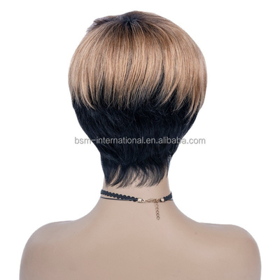 T1B/27 컬러 프리 풀크 짧은 인적 머리카락 검은 여성에 대한 패이크 브라질 픽시 컷