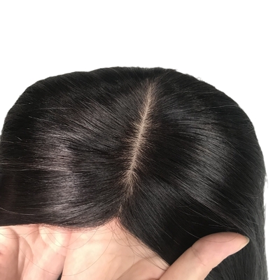18 인치 유럽 자연 진짜 무료 부분 실크 기본 인간 머리 클립 여자용