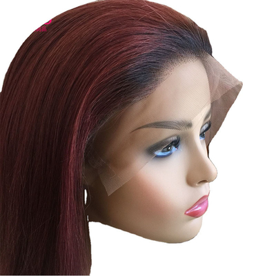 100% 인간발 브라질 99J Ombre Full Lace Wig 스위스 360 Lace Front 10-24 인치 투명 HD