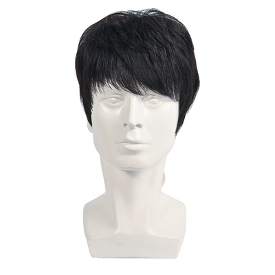 150% 밀도 천연 검은 짧은 인간 머리카락 남성의 패이크 층 전체 교체 머리카락