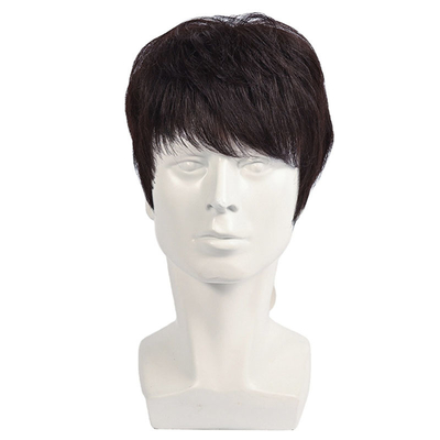 150% 밀도 천연 검은 짧은 인간 머리카락 남성의 패이크 층 전체 교체 머리카락