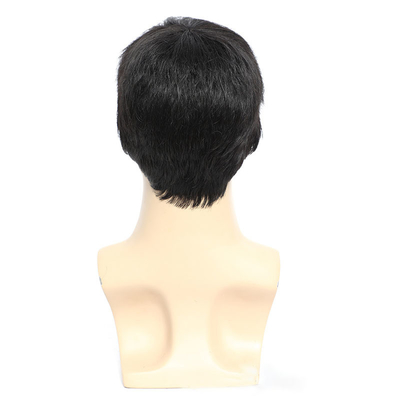 150% 밀도 천연 검은 짧은 인간 머리카락 남성의 패이크 층 전체 교체 머리카락