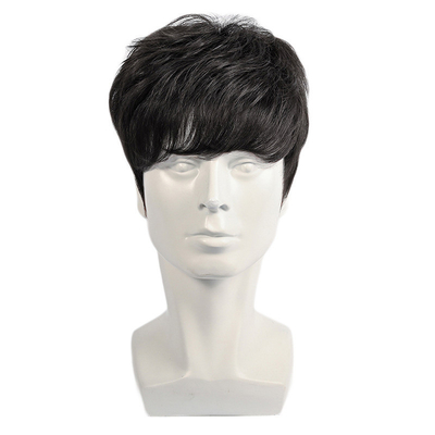 부드럽고 반짝이는 브라질 머리 짧게 자르면 머리 전체 남성 검은 머리털과 자연 스칼프