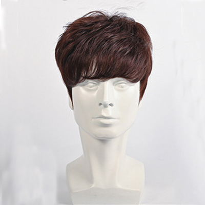 부드럽고 반짝이는 브라질 머리 짧게 자르면 머리 전체 남성 검은 머리털과 자연 스칼프