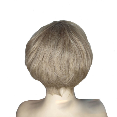 6' 짧은 접착제 없는 천연 픽시 자른 브라질 펄크 흰색 여성을 위한 인간 머리 패이크