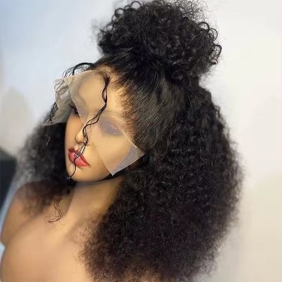 Kinky Curly Glueless Full Hd 蕾丝 假发 인체발 假发 180% 전체 커버 密度