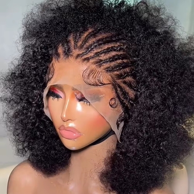 Kinky Curly Glueless Full Hd 蕾丝 假发 인체발 假发 180% 전체 커버 密度