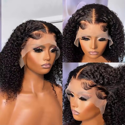 Kinky Curly Glueless Full Hd 蕾丝 假发 인체발 假发 180% 전체 커버 密度